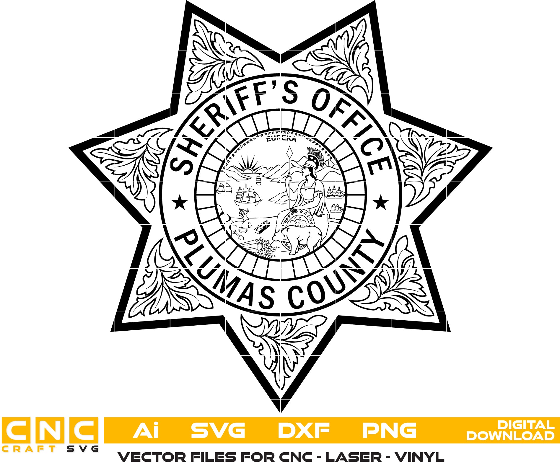 Plumas county Sheriff badge Vector art Digital file