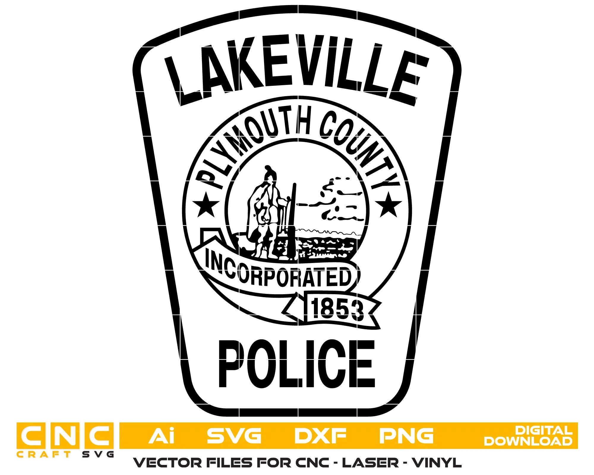 Plymouth County Police Department Patch Lakeville SVG Massachusetts Law Enforcement Vector