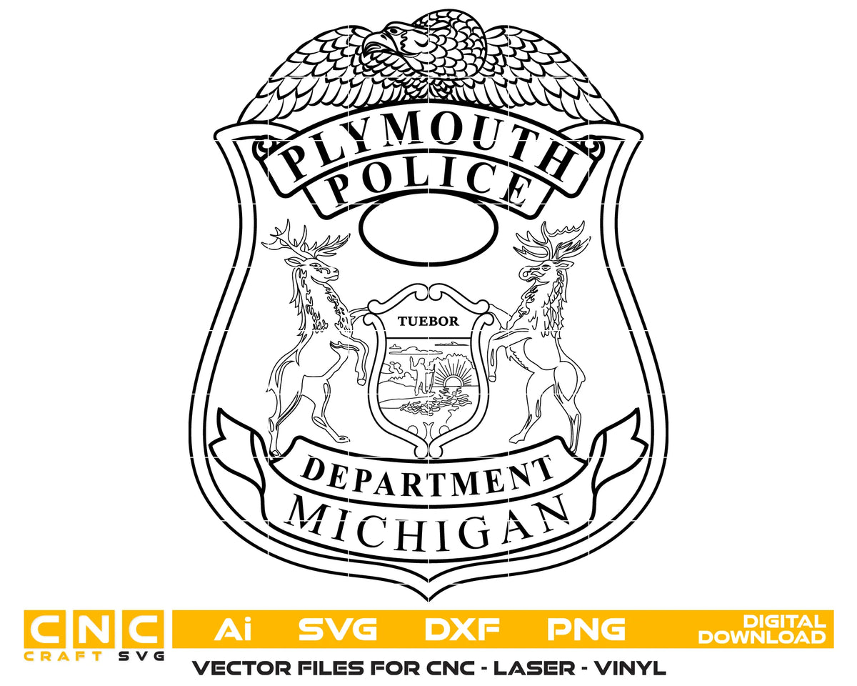 Plymouth Police Department Badge SVG Michigan Law Enforcement Vector