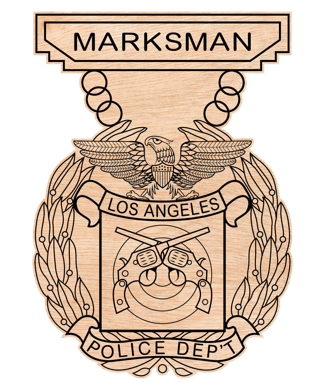 Los Angeles Police Dept Marksman Badge SVG
LAPD Marksman Badge Vector
Law Enforcement Marksman Badge
Police Qualification Badge SVG
Los Angeles Police Department Emblem