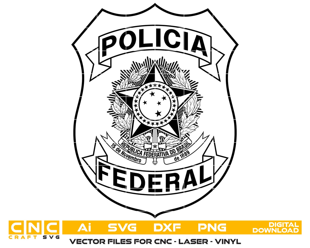 Polícia Federal Badge Brazil SVG Federal Police Coat of Arms Vector