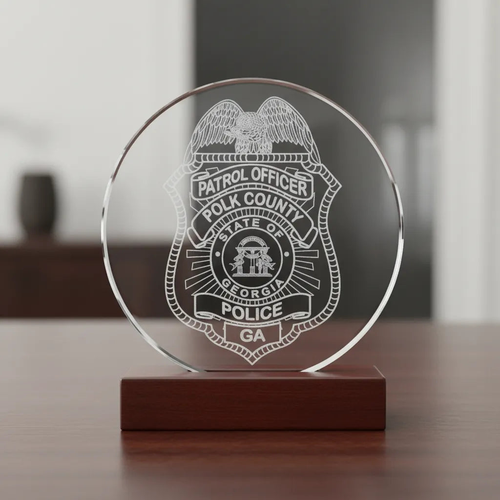 Polk County Police Patrol Officer Badge SVG

Georgia Law Enforcement Vector Design

Eagle Police Badge Engraving File

Polk County Police Sign CNC File

State of Georgia Seal Badge Vector for Laser Cutting
