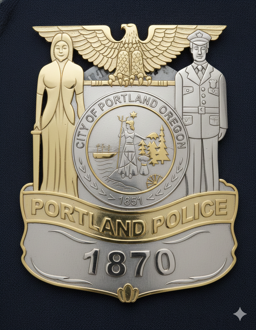 Portland Police Badge SVG

Oregon Law Enforcement Vector

Portland Police Officer Badge Design

City of Portland Seal 1851 Emblem

Historic Police Badge CNC File