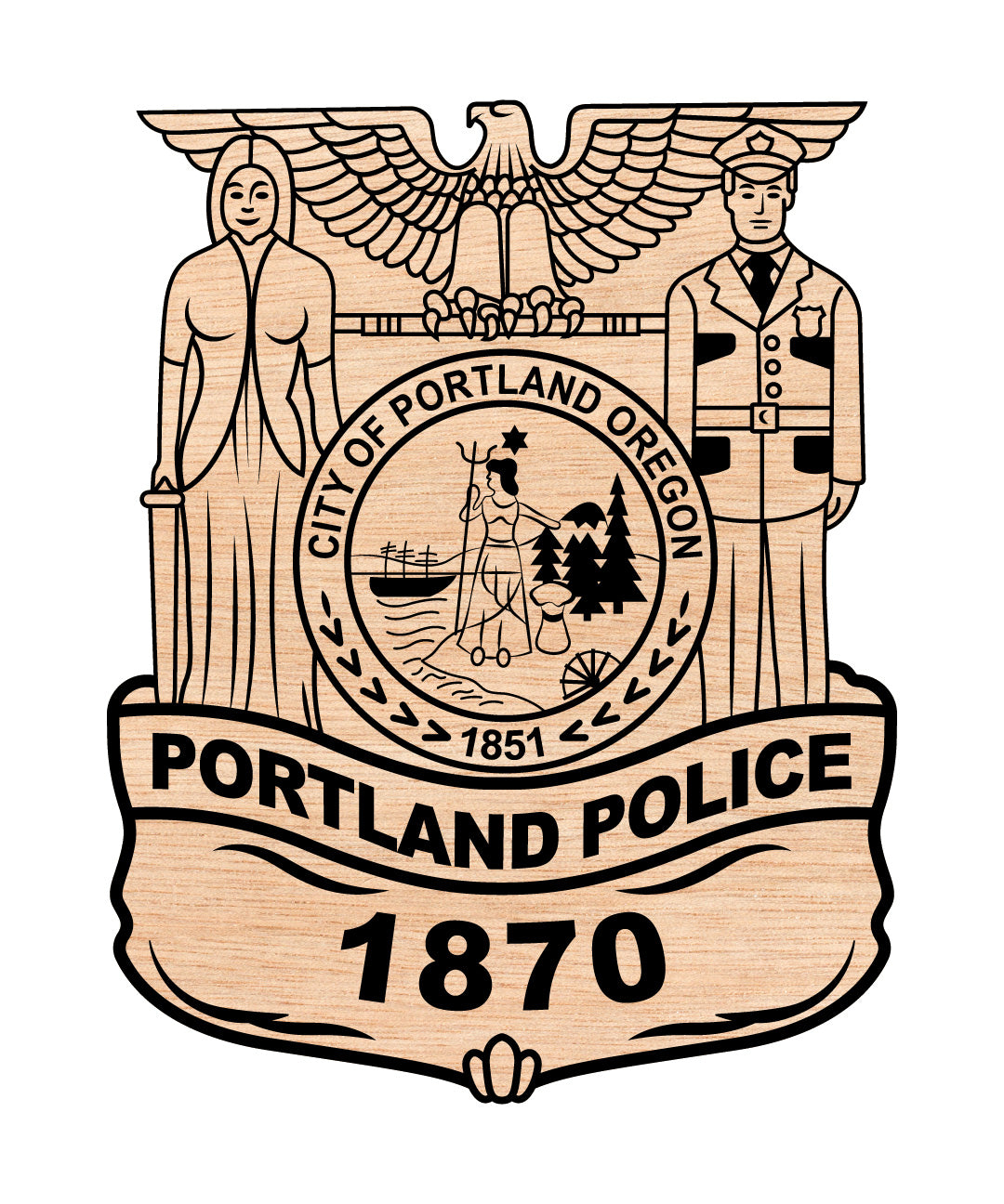 Portland Police Badge SVG

Oregon Law Enforcement Vector

Portland Police Officer Badge Design

City of Portland Seal 1851 Emblem

Historic Police Badge CNC File