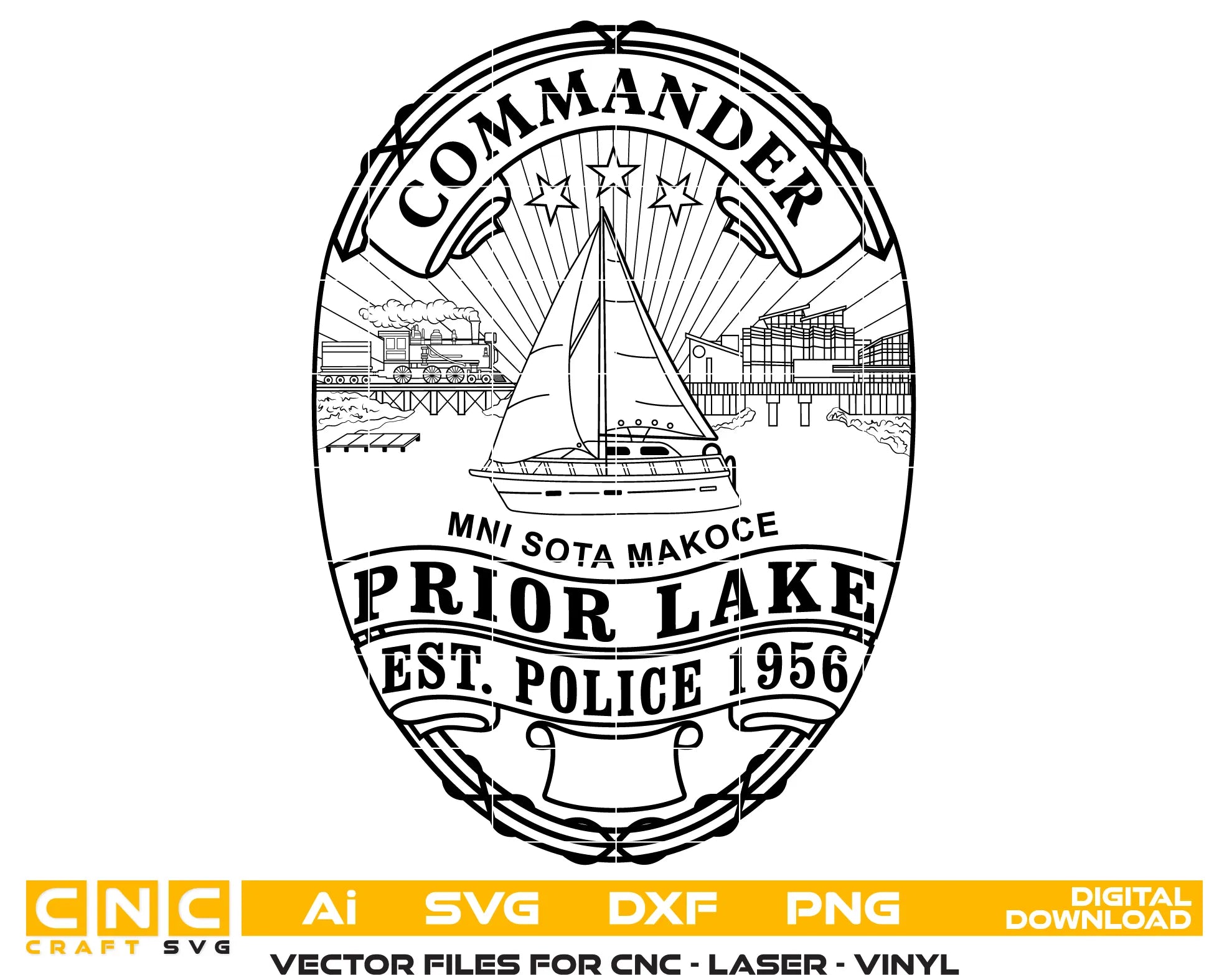 Prior Lake Police Commander Badge SVG Minnesota Law Enforcement Vector