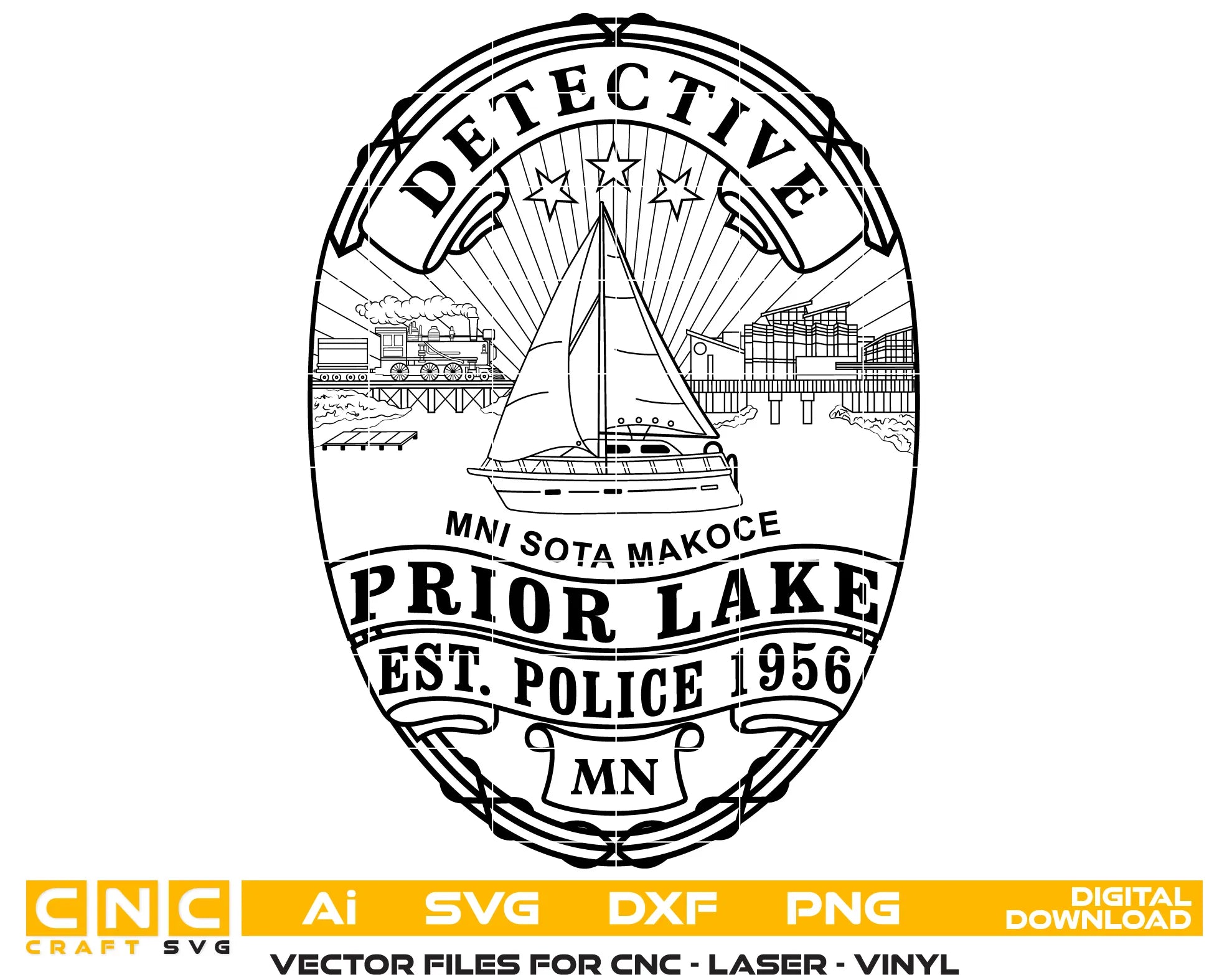 Prior Lake Police Detective Badge SVG Minnesota Law Enforcement Vector