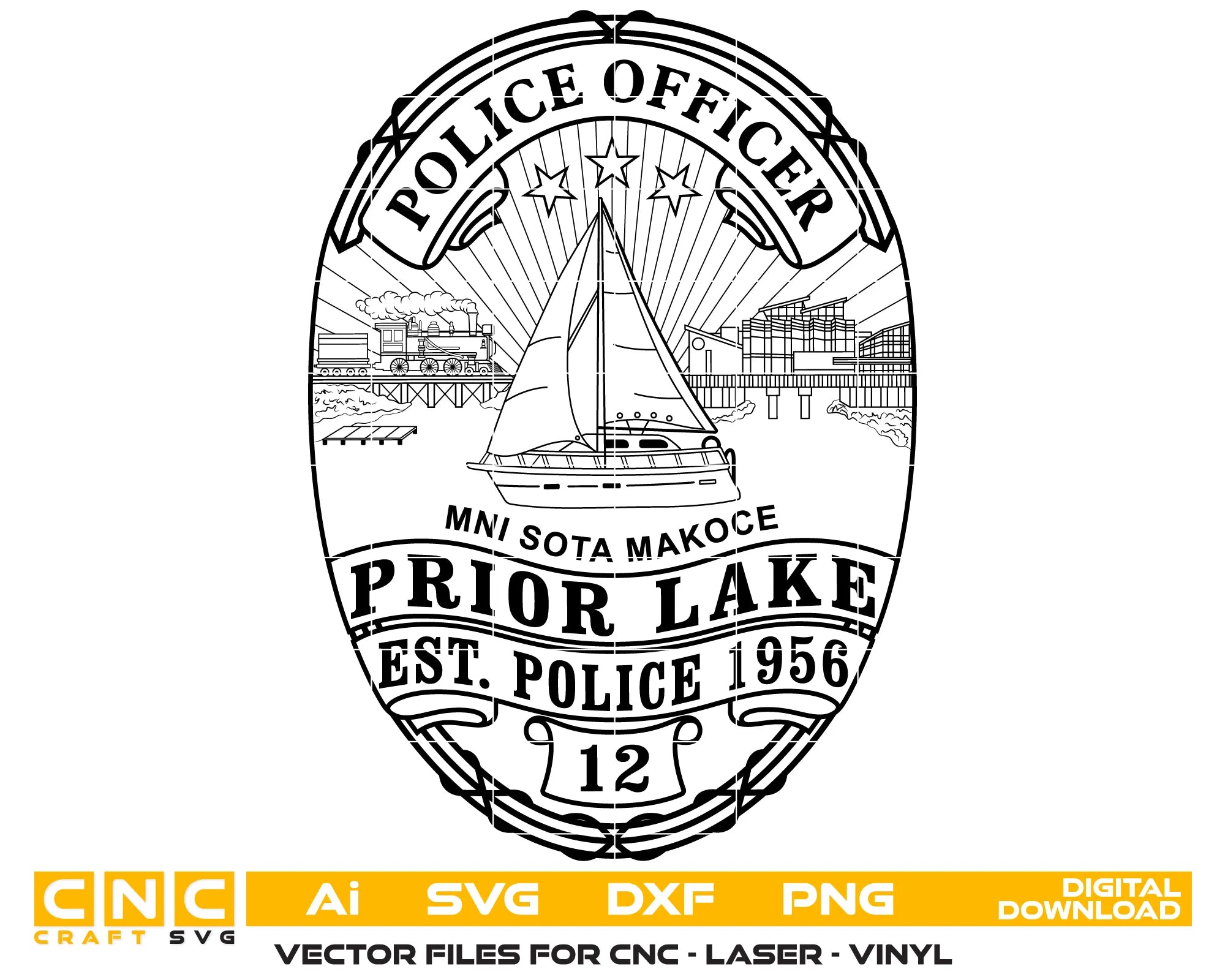 Prior Lake Police Officer Badge SVG Minnesota Law Enforcement Vector