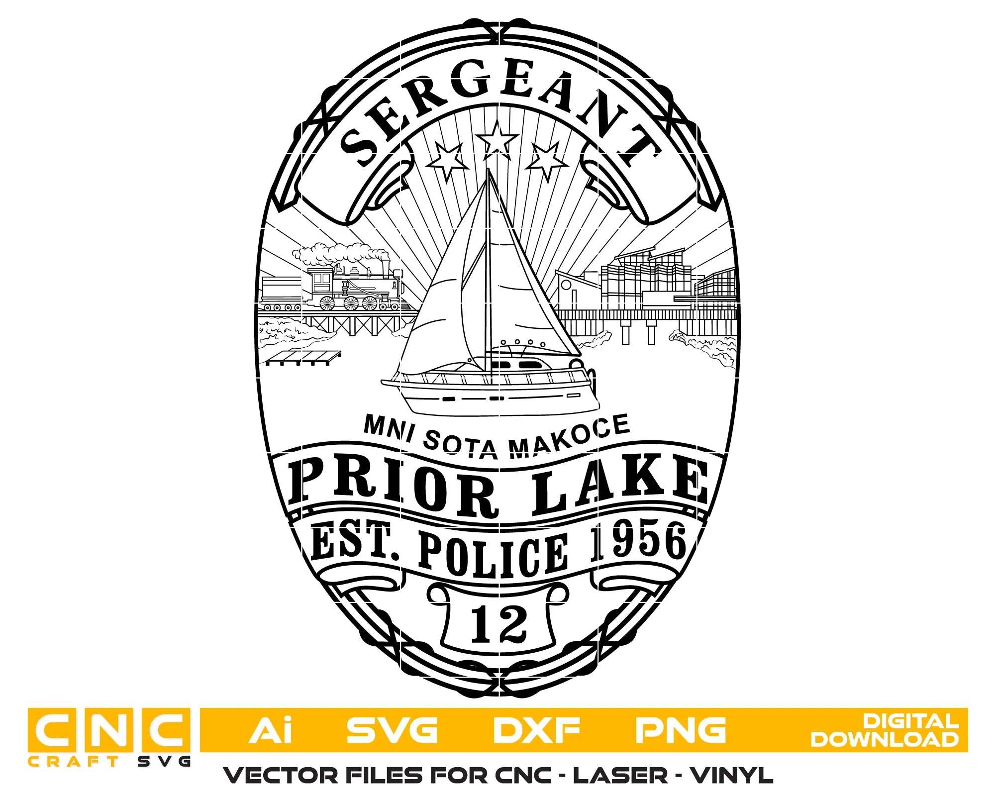 Prior Lake Police Sergeant Badge SVG Minnesota Law Enforcement Vector