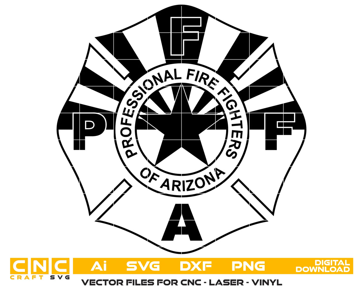 Professional Fire Fighters Badge Arizona SVG Firefighter Vector