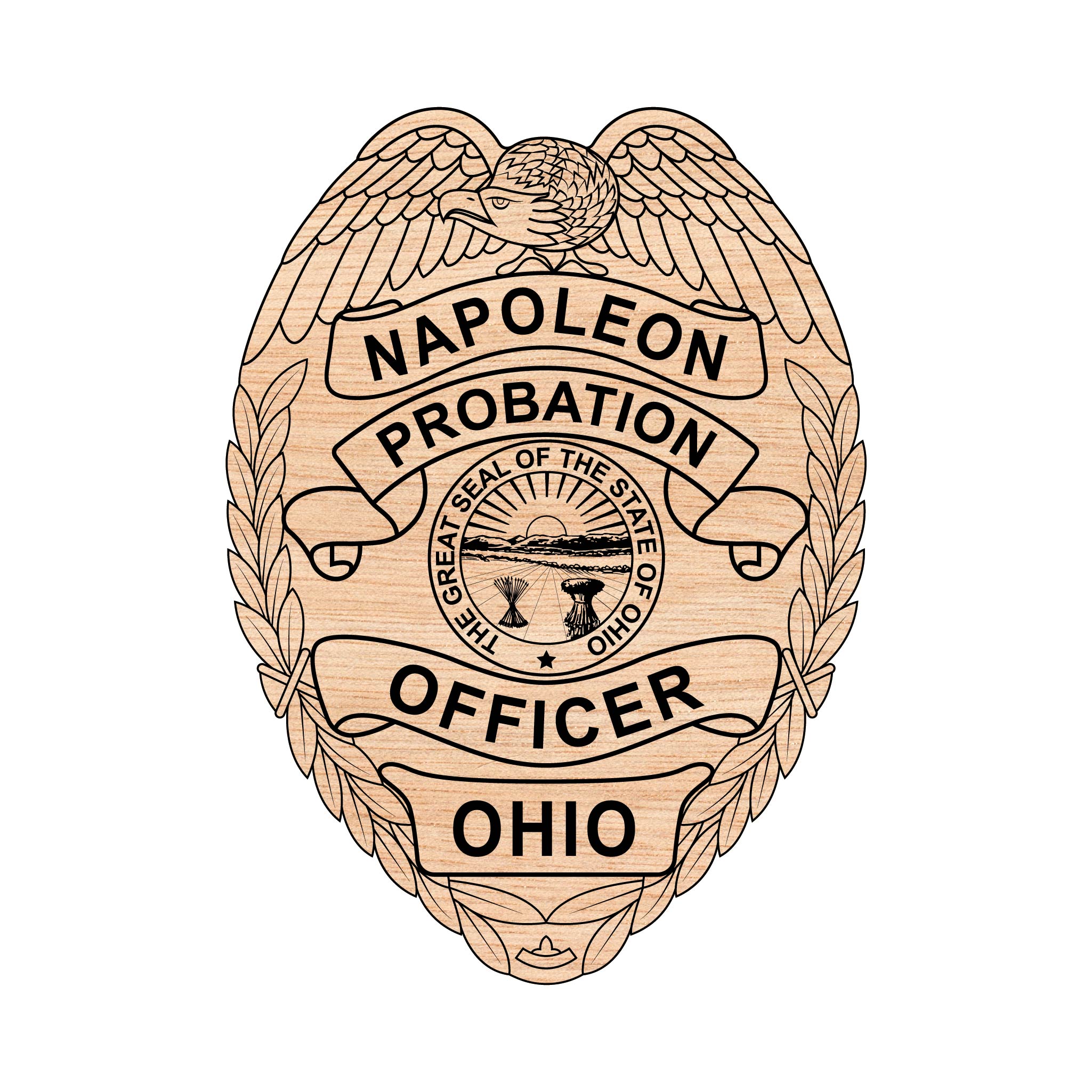 Napoleon Ohio Probation Officer Badge SVG for CNC

Napoleon OH Police Badge Vector for Laser Engraving

Ohio Law Enforcement Emblem for Wood Carving

Professional Napoleon OH Probation Shield Design

Napoleon Police SVG Logo for CNC Router Projects
