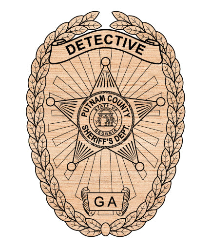 Putnam County GA Detective Badge SVG

Georgia Law Enforcement Shield Vector

State of Georgia Seal Engraving File

5 Point Star Police Badge Sign CNC File

Detective Shield Vector for Lasers