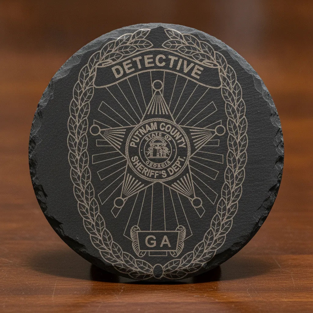 Putnam County GA Detective Badge SVG

Georgia Law Enforcement Shield Vector

State of Georgia Seal Engraving File

5 Point Star Police Badge Sign CNC File

Detective Shield Vector for Lasers