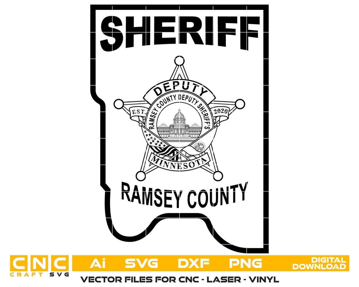 Ramsey County Minnesota Deputy Sheriff patch SVG vector featuring sheriff star badge artwork for laser engraving, CNC cutting, decals and printing.