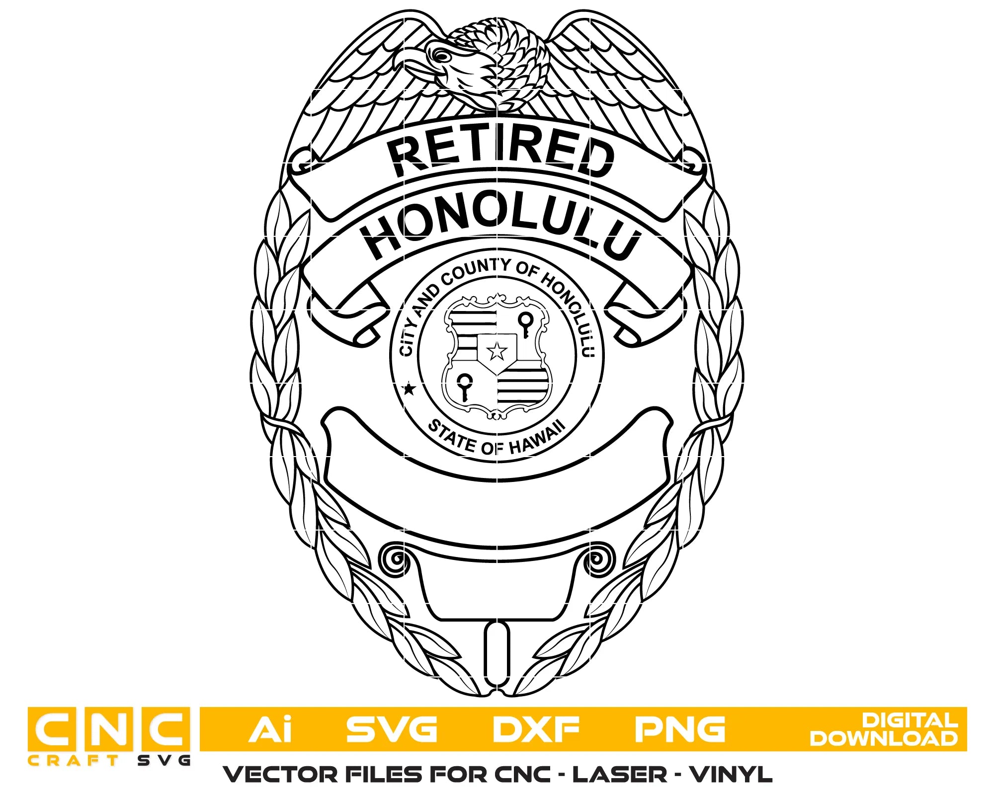 Retired Honolulu Police Officer Badge SVG Hawaii Law Enforcement Vector