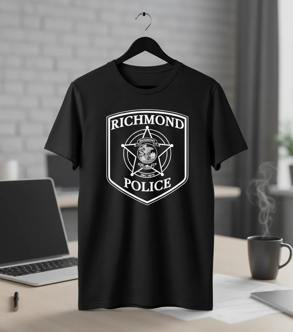 Richmond Police Badge SVG

Illinois Law Enforcement Vector Design

Police Shield Badge Engraving File

Richmond IL Police Sign CNC File

5-Point Star Badge Vector for Laser Cutting