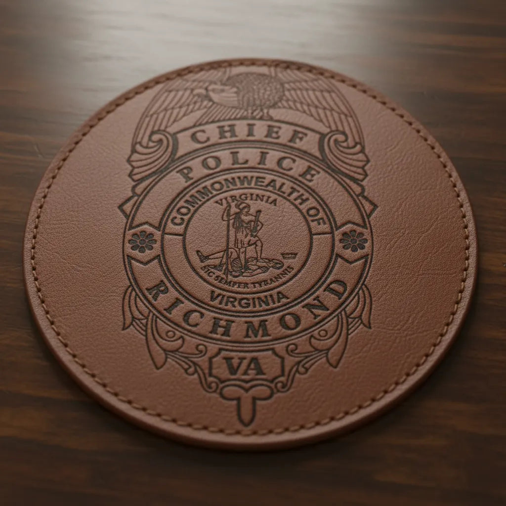 Richmond Police Chief Badge SVG

Virginia Law Enforcement Vector Design

Police Chief Badge Engraving File

Richmond VA Police Sign CNC File

Commonwealth of Virginia Seal Vector for Laser Cutting
