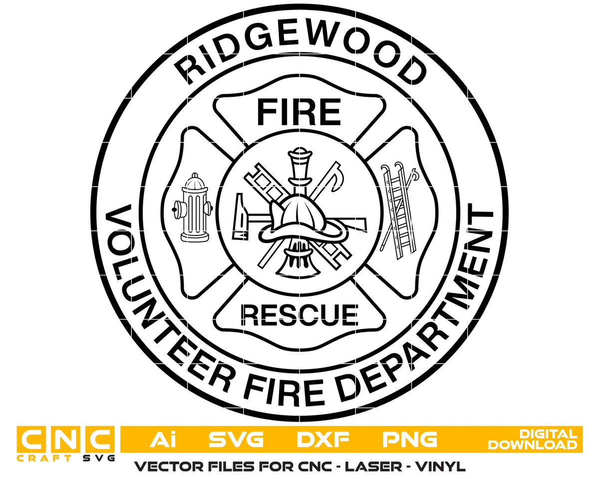 Ridgewood Volunteer Fire Department Badge Tennessee SVG Firefighter Vector