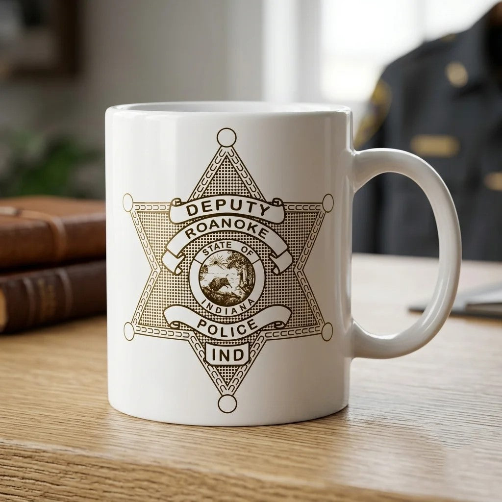 Roanoke County Deputy Police Badge SVG

Indiana Law Enforcement Vector

Police 6-Point Star State Seal Emblem

Deputy Plaque Engraving File

Roanoke Police Sign CNC File