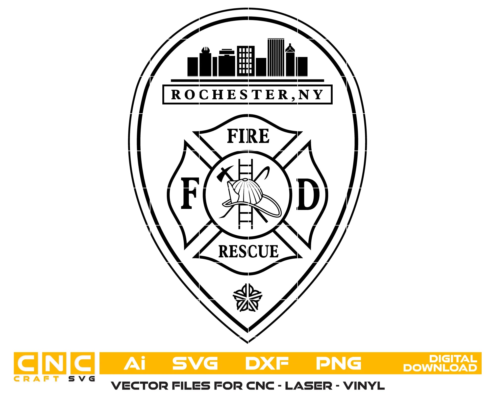 Rochester Fire Department Patch New York SVG New York Firefighter Vector