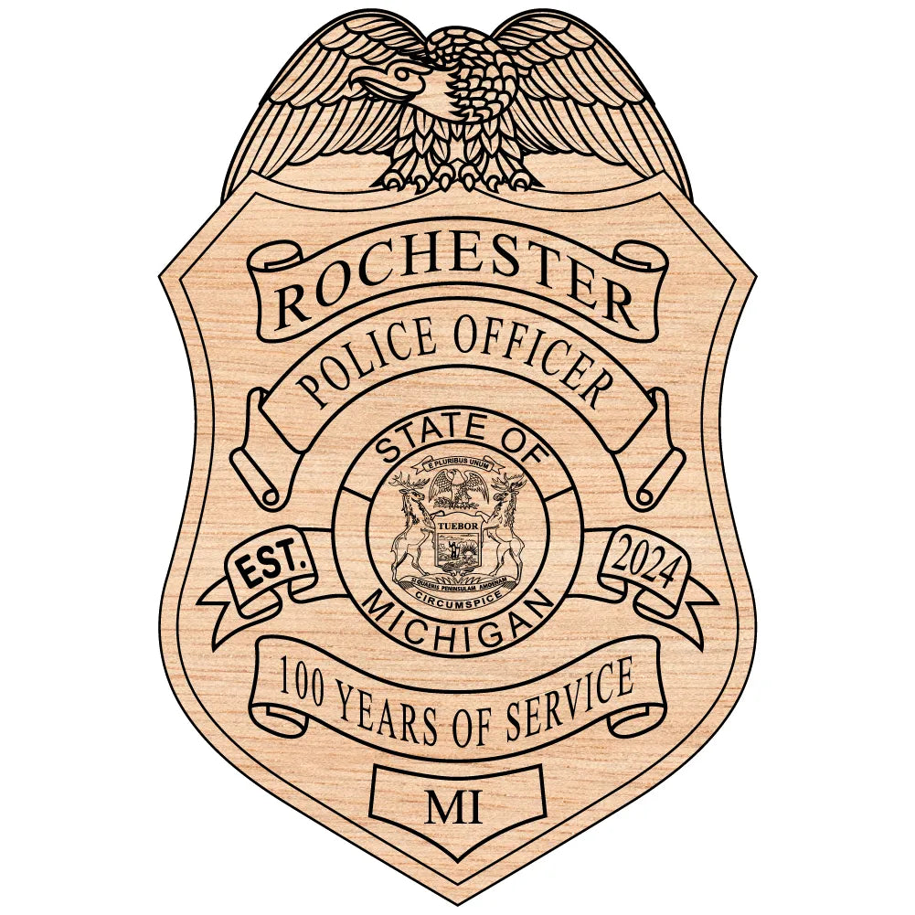 Rochester Police Officer Badge 100 Years of Service SVG Michigan Law Enforcement Vector
