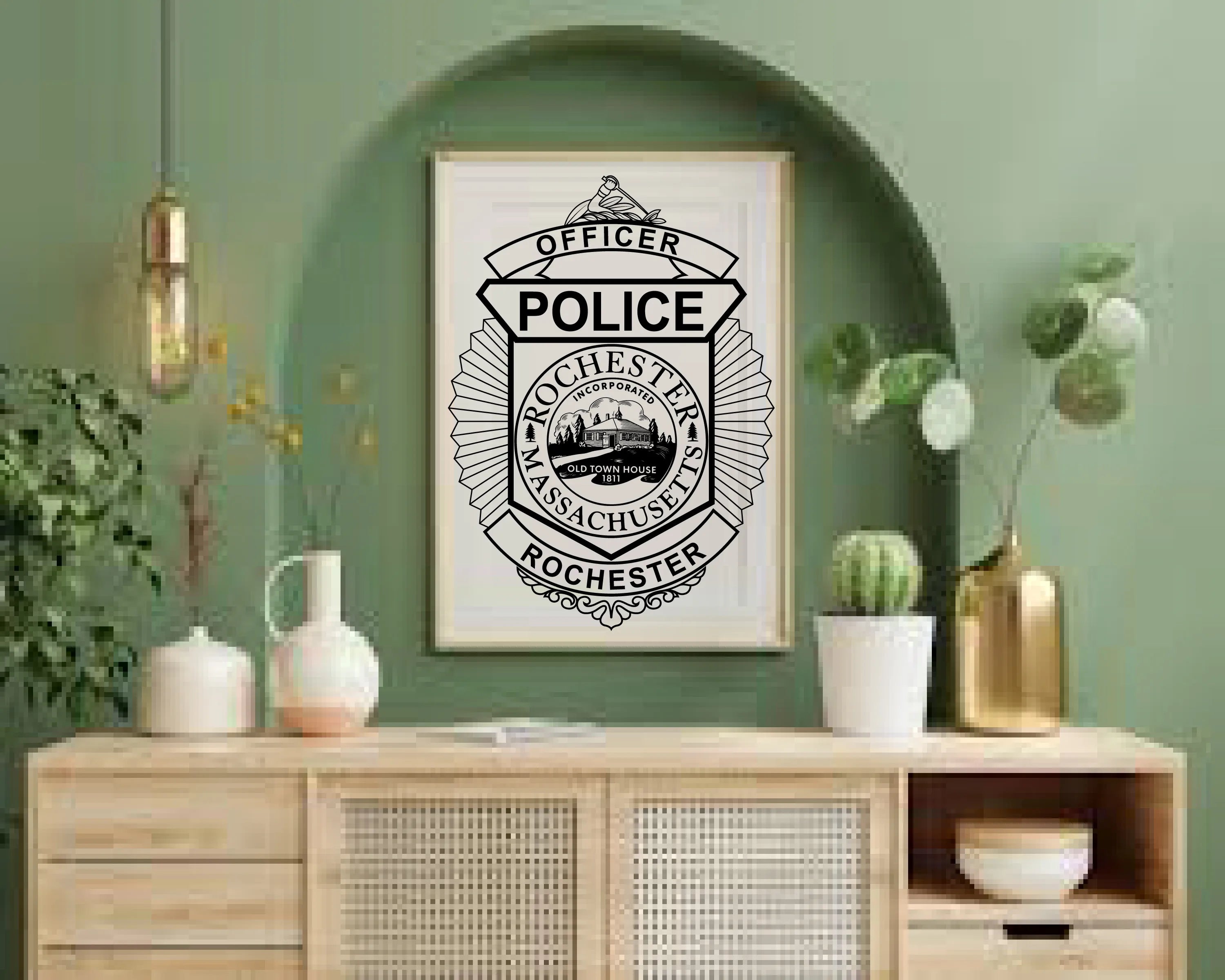 Rochester Police Officer Badge Massachusetts SVG Massachusetts Law Enforcement Vector