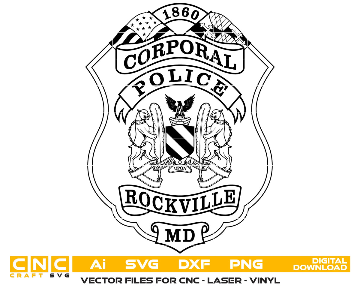 Rockville Police Corporal Badge SVG Maryland Law Enforcement Vector