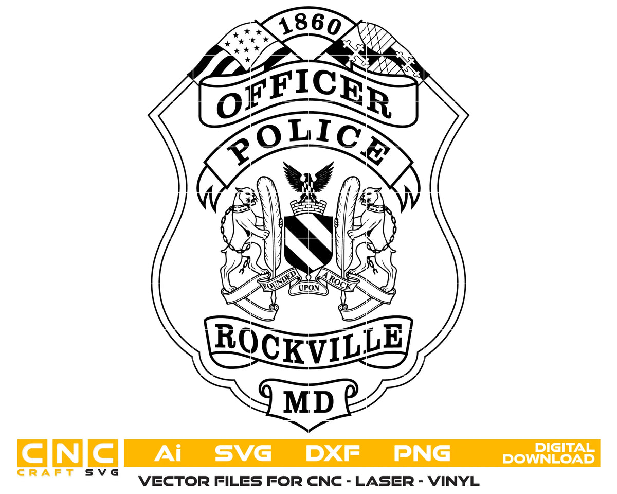Rockville Police Officer Badge SVG Maryland Law Enforcement Vector