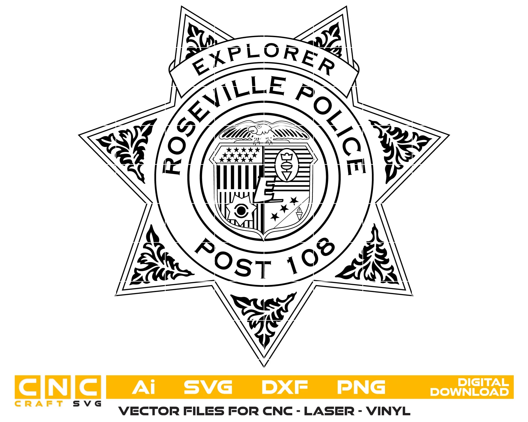 Roseville Police Department Explorer Post 108 Badge SVG Law Enforcement Vector