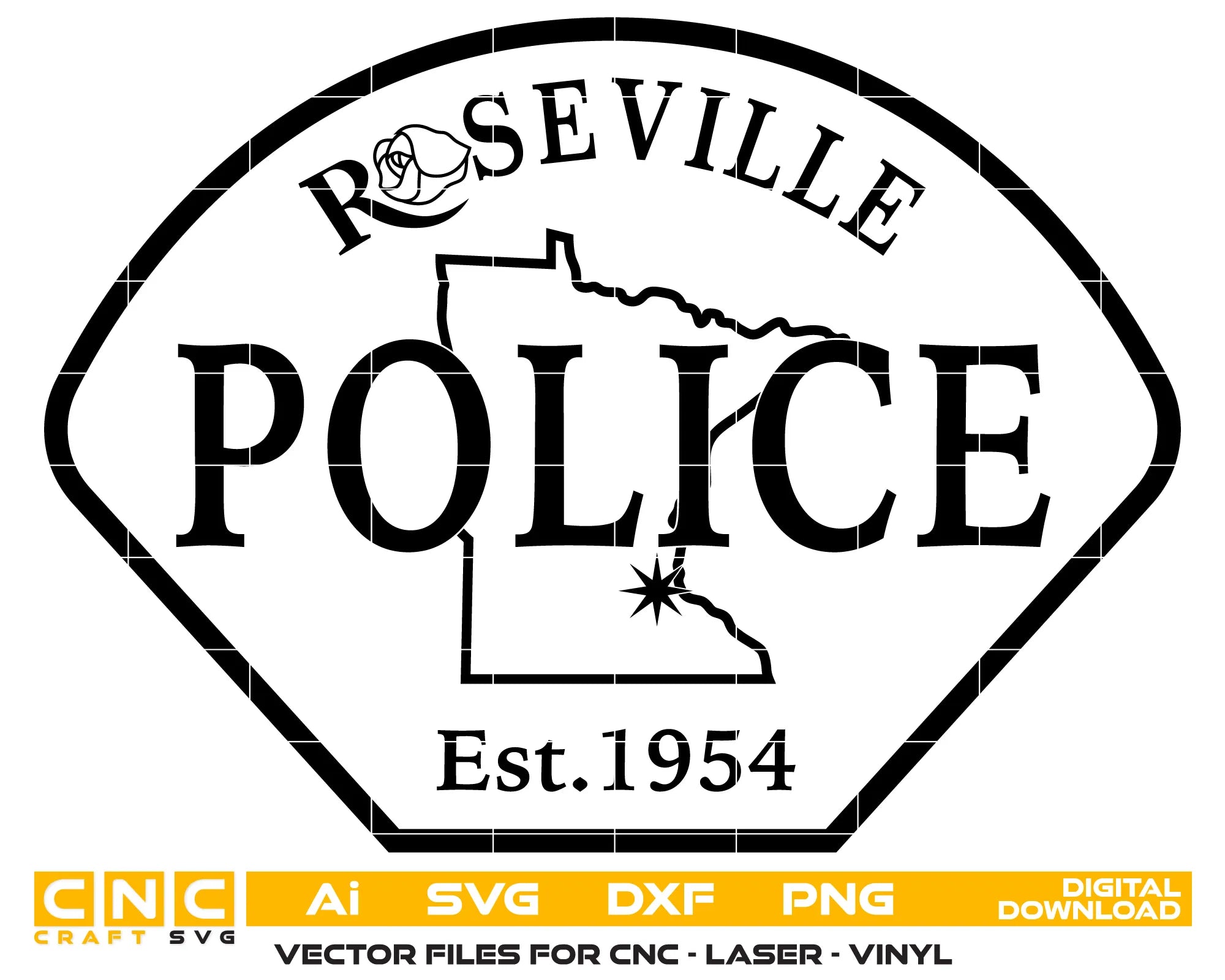 Roseville Police Patch Minnesota SVG Minnesota Law Enforcement Vector