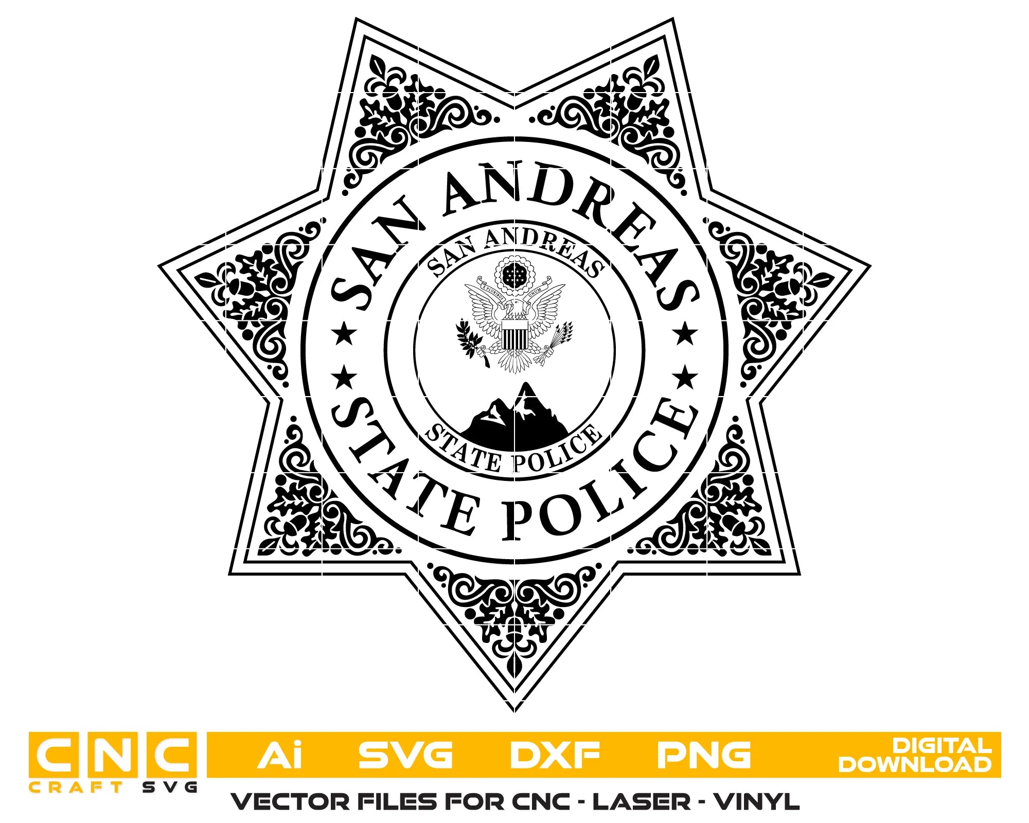 San Andreas State Police Badge SVG San Andreas Law Enforcement Vector