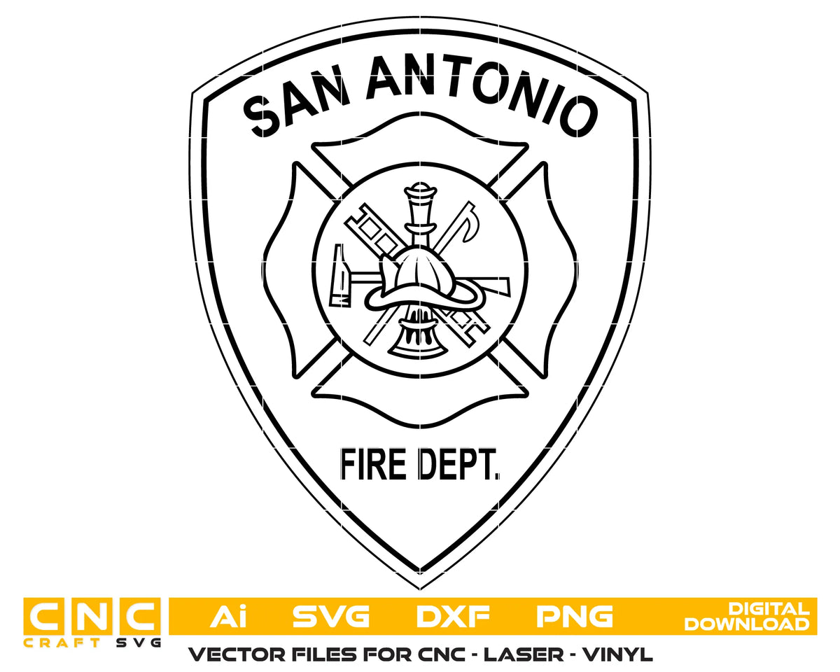 San Antonio Fire Department Patch Texas SVG Firefighter Vector