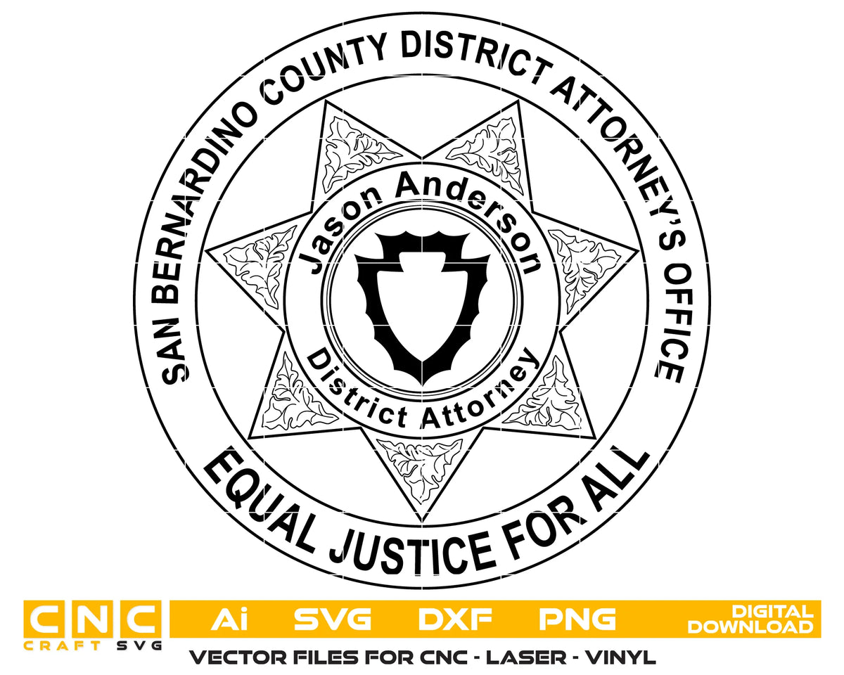 San Bernardino County District Attorney Jason Anderson Badge SVG Law Enforcement Vector