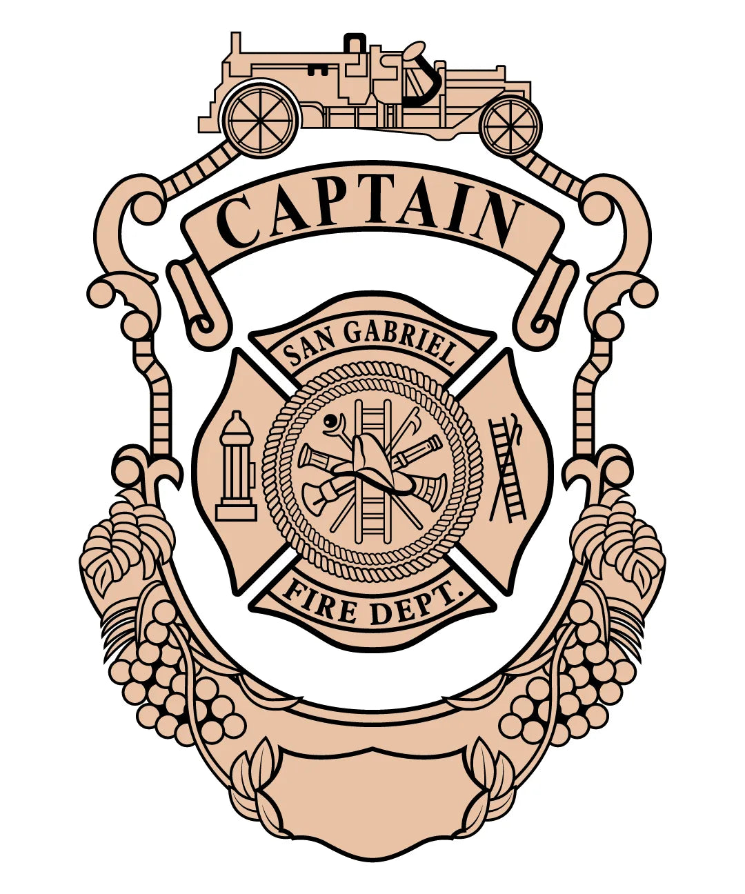 San Gabriel Fire Department Captain Badge SVG California Firefighter Vector