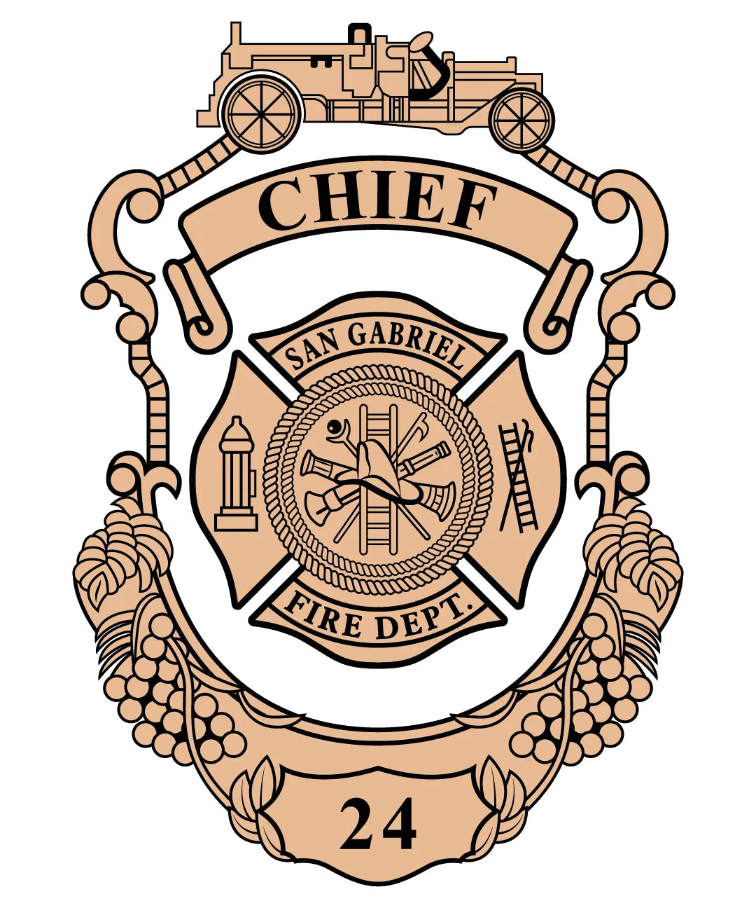 San Gabriel Fire Department Chief Badge SVG California Firefighter Vector