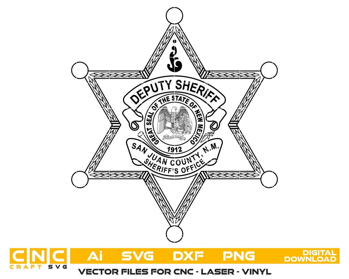 San Juan County Deputy Sheriff Badge New Mexico SVG Law Enforcement Vector