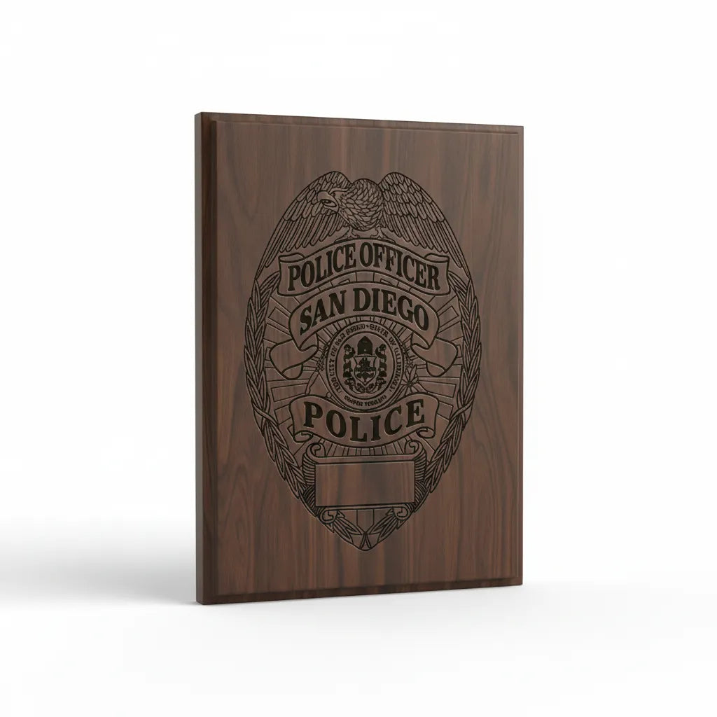 San Diego Police Officer Badge SVG

California Law Enforcement Vector Design

Eagle Police Badge Engraving File

San Diego Police Sign CNC File

City of San Diego Seal Vector for Laser Cutting