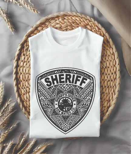 San Mateo County Sheriff Patch SVG

California Law Enforcement Vector

Tribal Pattern Sheriff Shield Emblem

Deputy Plaque Engraving File

San Mateo Sheriff Sign CNC File