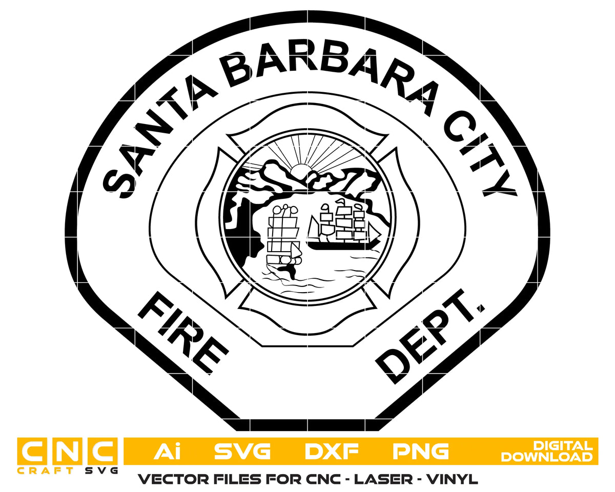 Santa Barbara City Fire Department Patch SVG California Firefighter Vector