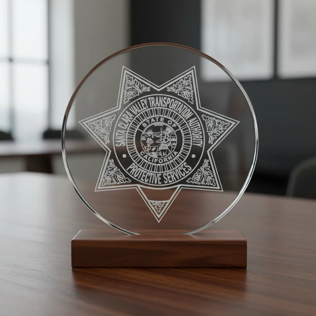 Santa Clara Valley Protective Services Badge SVG

California Transit Security Vector Design

7-Point Star Badge Engraving File

Santa Clara Valley VTA Sign CNC File

California State Seal Badge Vector for Lasers