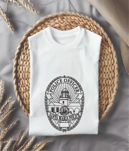 Santa Maria Police Badge SVG

California Law Enforcement Vector

Police Oval Badge Sunburst Emblem

Officer Plaque Engraving File

Santa Maria Police Sign CNC File