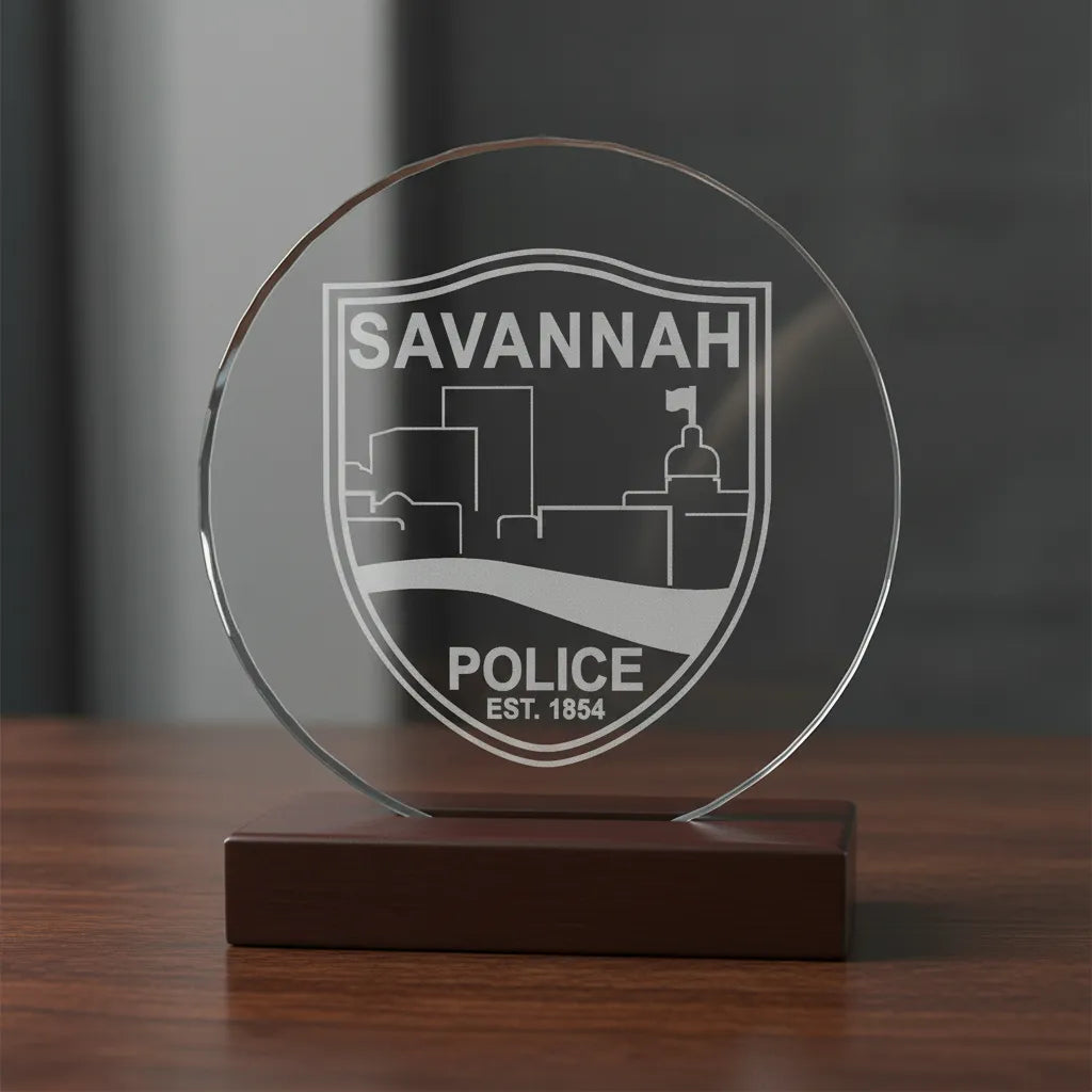 Savannah Police Department Patch SVG

Georgia Law Enforcement Vector Design

Police Skyline Patch Engraving File

Savannah Police Sign CNC File

Police Shield Patch Vector for Laser Cutting