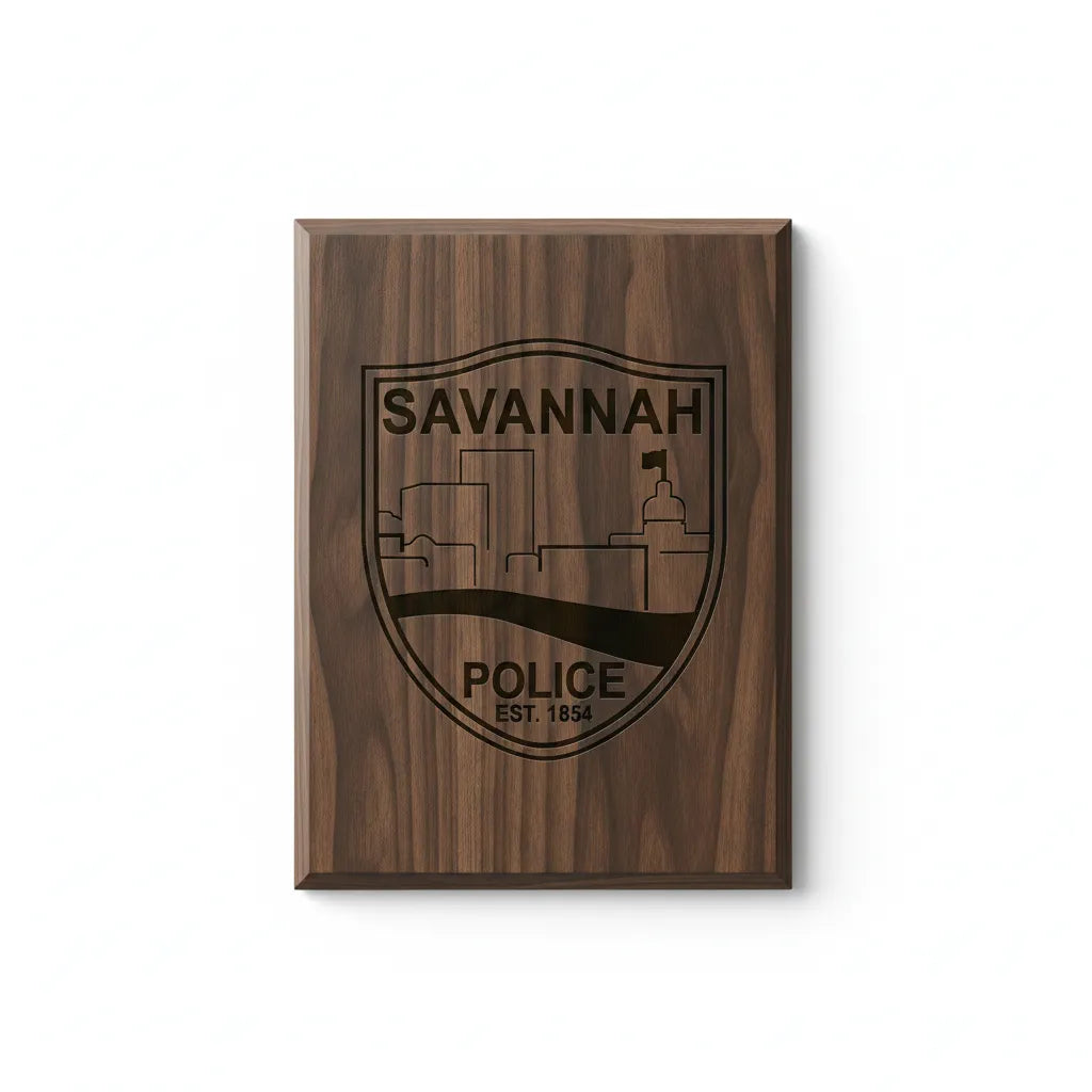 Savannah Police Department Patch SVG

Georgia Law Enforcement Vector Design

Police Skyline Patch Engraving File

Savannah Police Sign CNC File

Police Shield Patch Vector for Laser Cutting