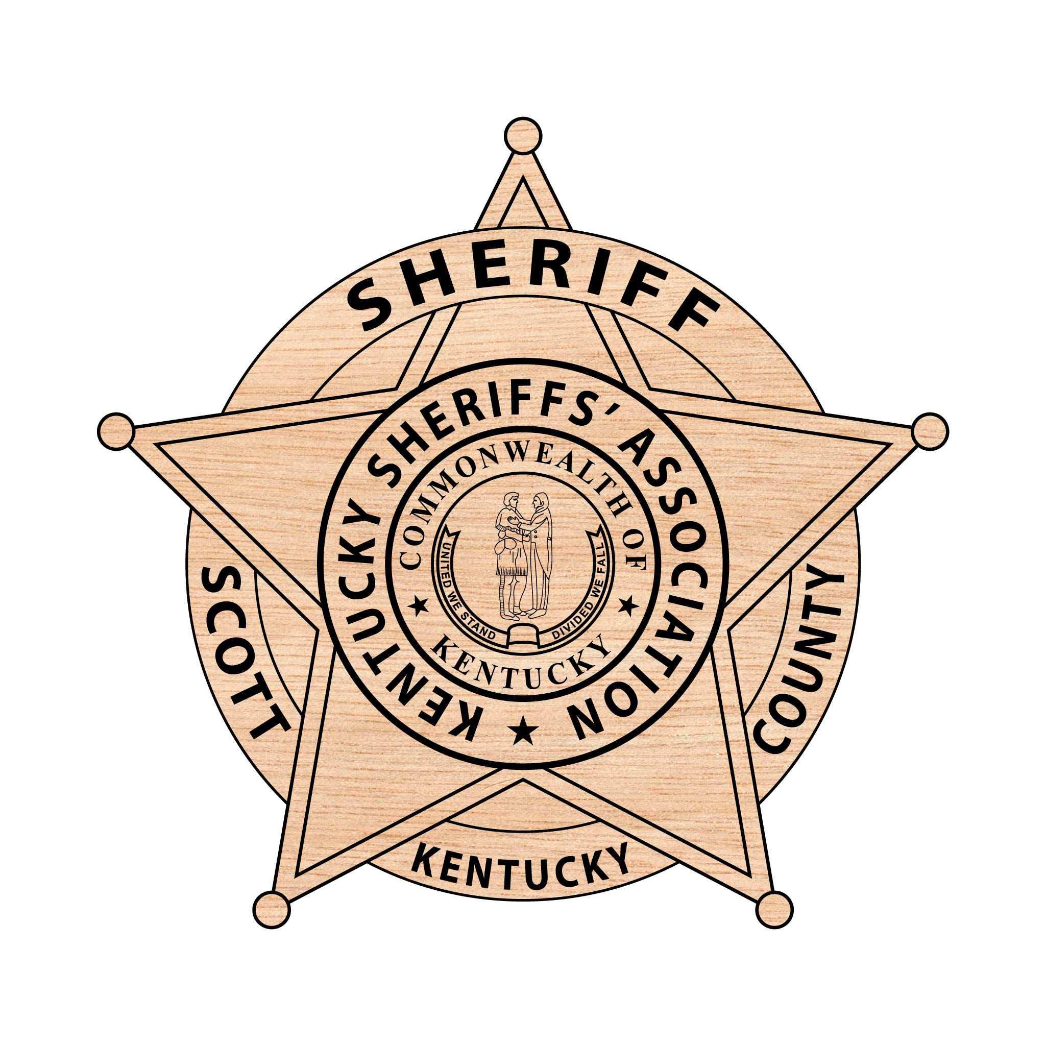Scott County Sheriff Badge SVG

Kentucky Law Enforcement Vector Design

Sheriff Badge Engraving File

Scott County Sheriff Sign CNC File

5-Point Star Badge Vector for Laser Cutting