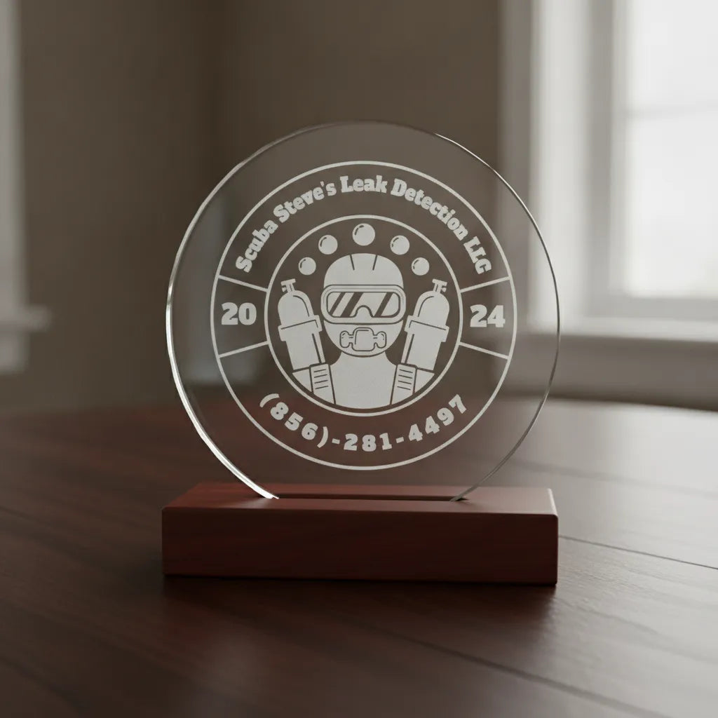 Scuba Steves Leak Detection Logo SVG

Scuba Diver Business Vector

Leak Detection Company Emblem

Business Sign Engraving File

Custom Company Logo CNC File