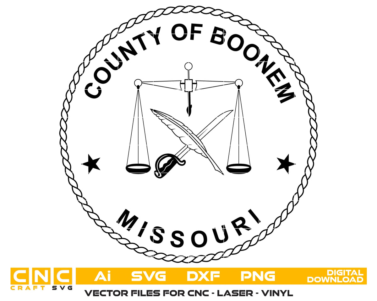 Seal of Boone County Missouri SVG Scales of Justice Vector