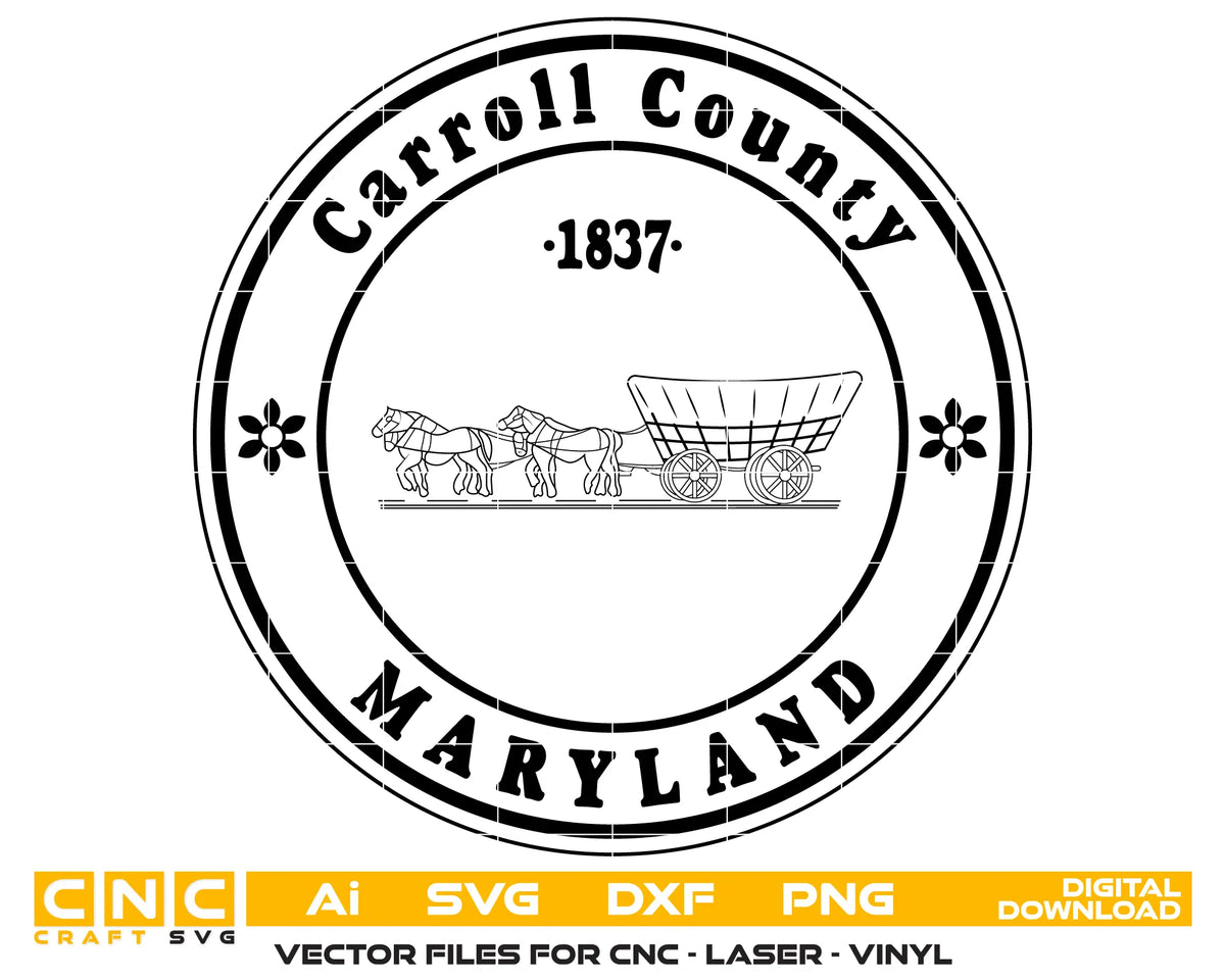 Seal of Carroll County Maryland SVG Law Enforcement Vector