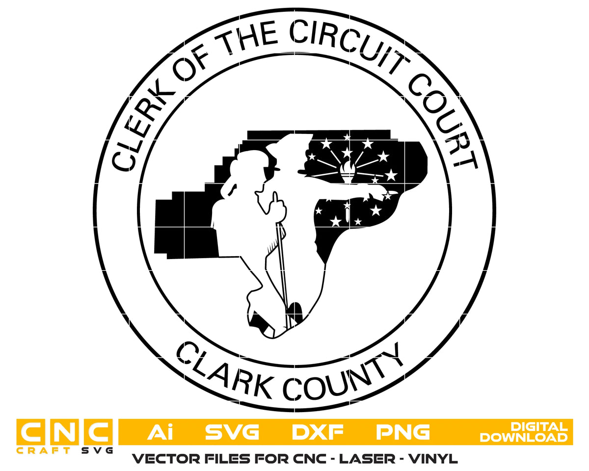 Seal of Clark County Clerk of Courts Indiana SVG Legal Vector