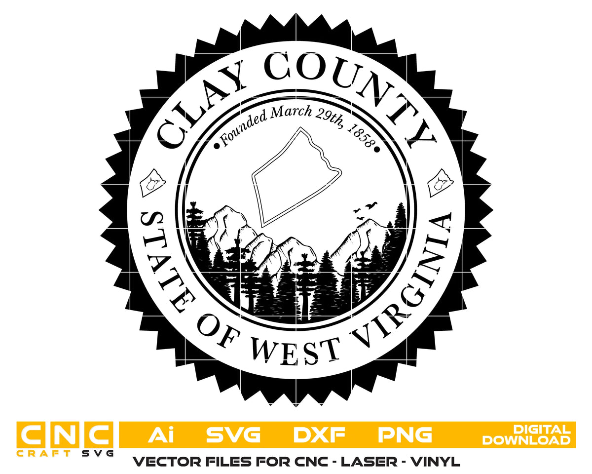 Seal of Clay County State of West Virginia SVG Government Vector