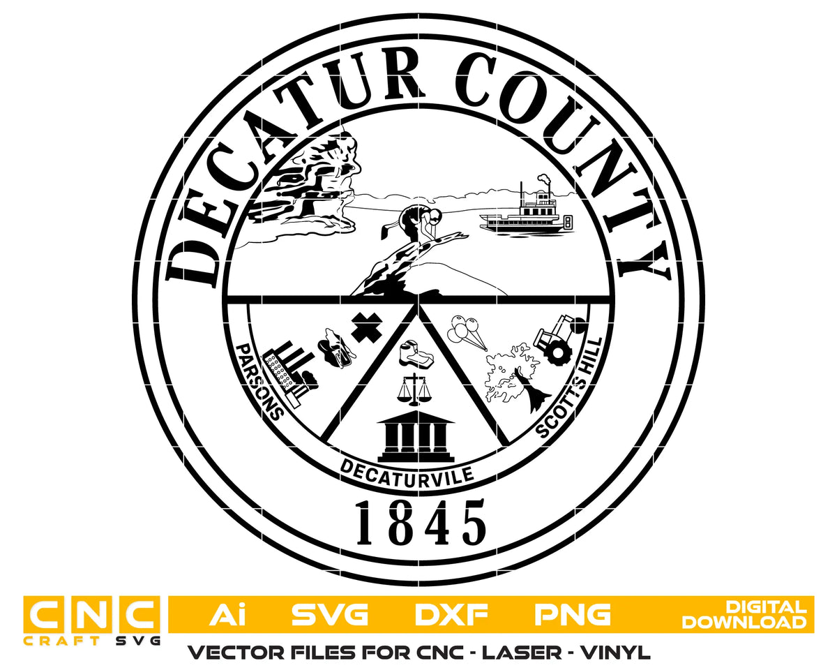 Seal of Decatur County Tennessee SVG Municipal Seal Vector