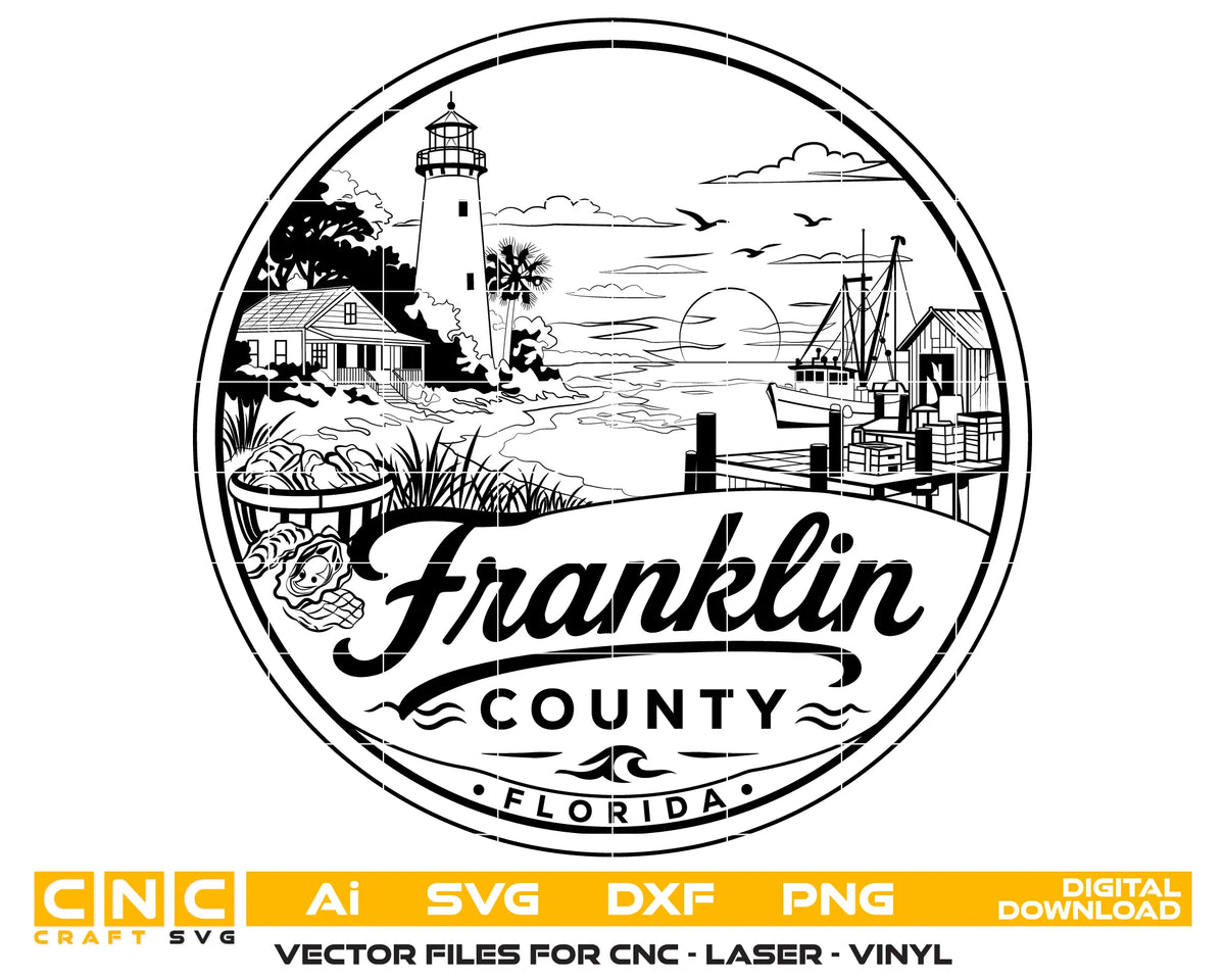 Seal Of Franklin County Florida SVG Lighthouse Coastal Vector